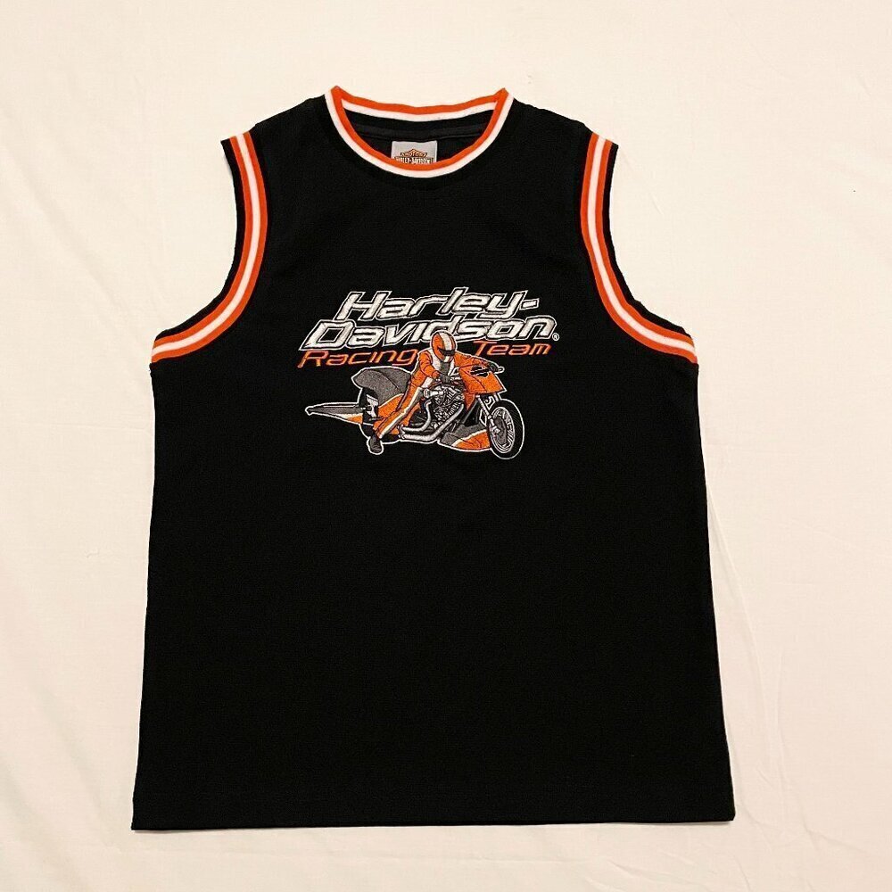 Harley Davidson Racing Team Youth Size M 10-12 Embroidered Tank Top Jersey